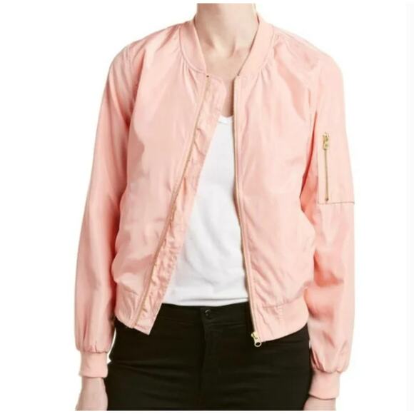 Love Tree Jackets & Blazers - Love Tree Shiny Zip Up Bomber Jacket Pink Sheen Womens Size Large